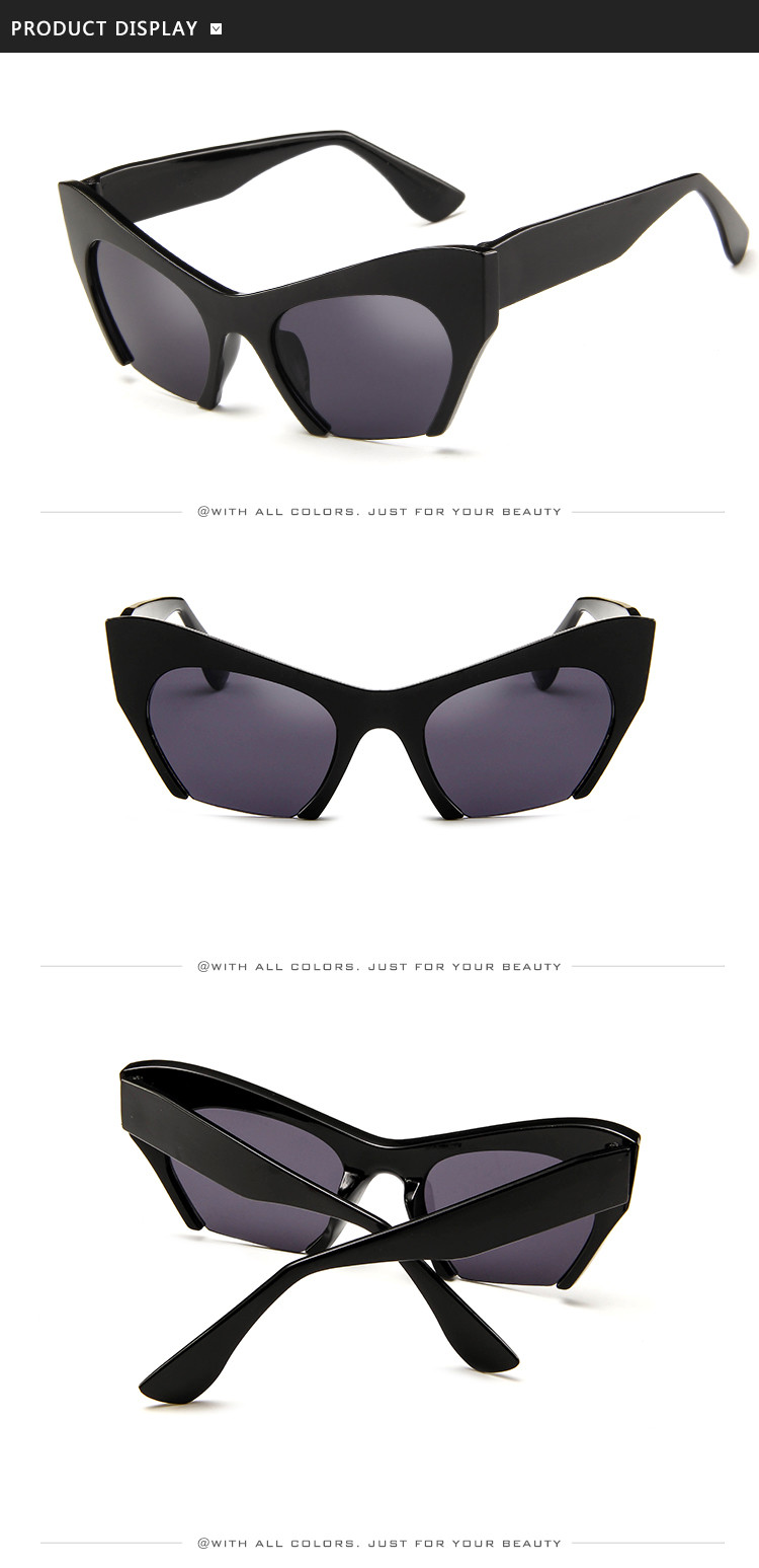 Trendy Fashion Half Frame Cat Eye Women Plastic Hot Sale Sunglasses BSCI
