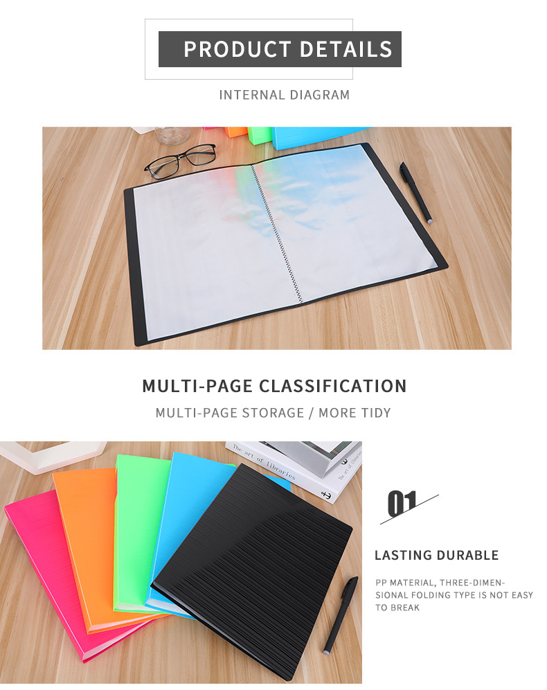 Orange A4 Display Book Folder with Fixture size A4 and Design Solid Color Stripe