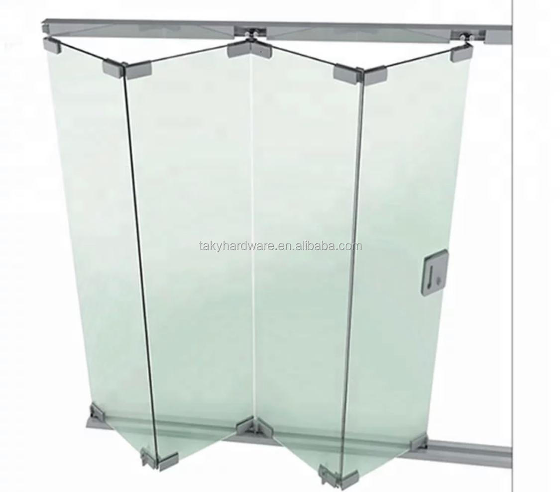 Zinc Alloy Glass Hardware Sliding Folding Frameless Glazing Systems Interior Bifold Door