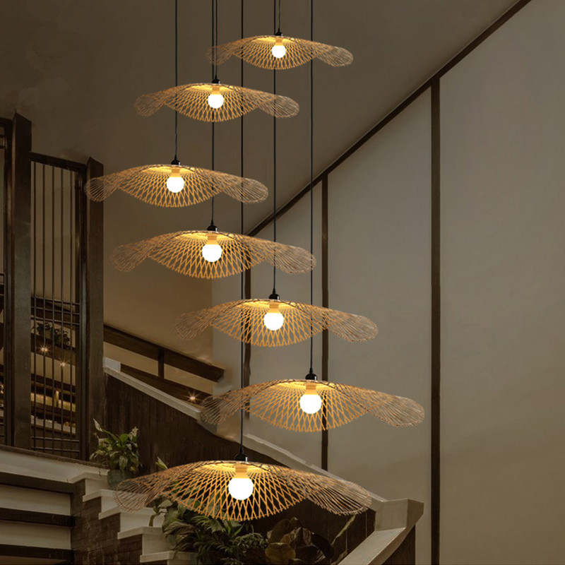 Bamboo woven lotus leaf Pendant Lights Natural Rattan Wicker Chandeliers(WH-WP-43)