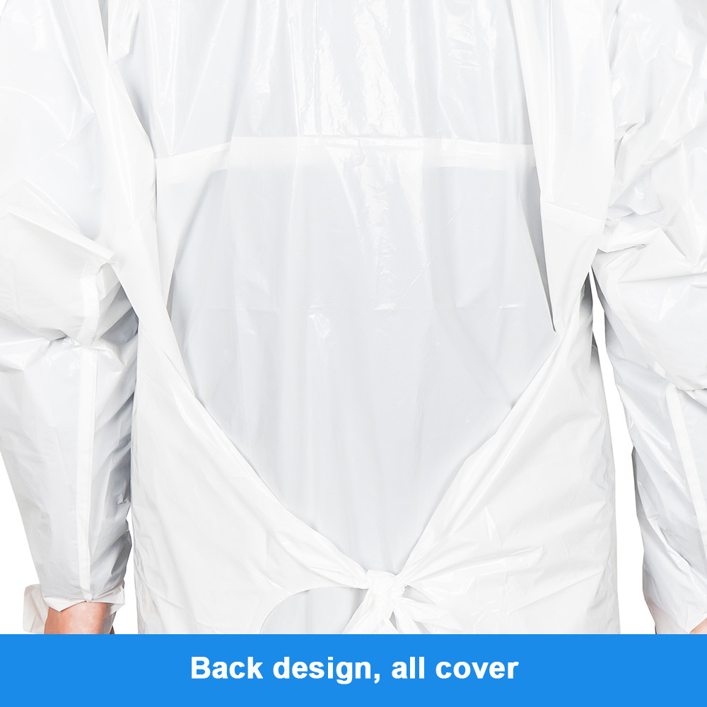 Breathable Disposable Isolation White PE Long Sleeves Visitor Surgical Gown
