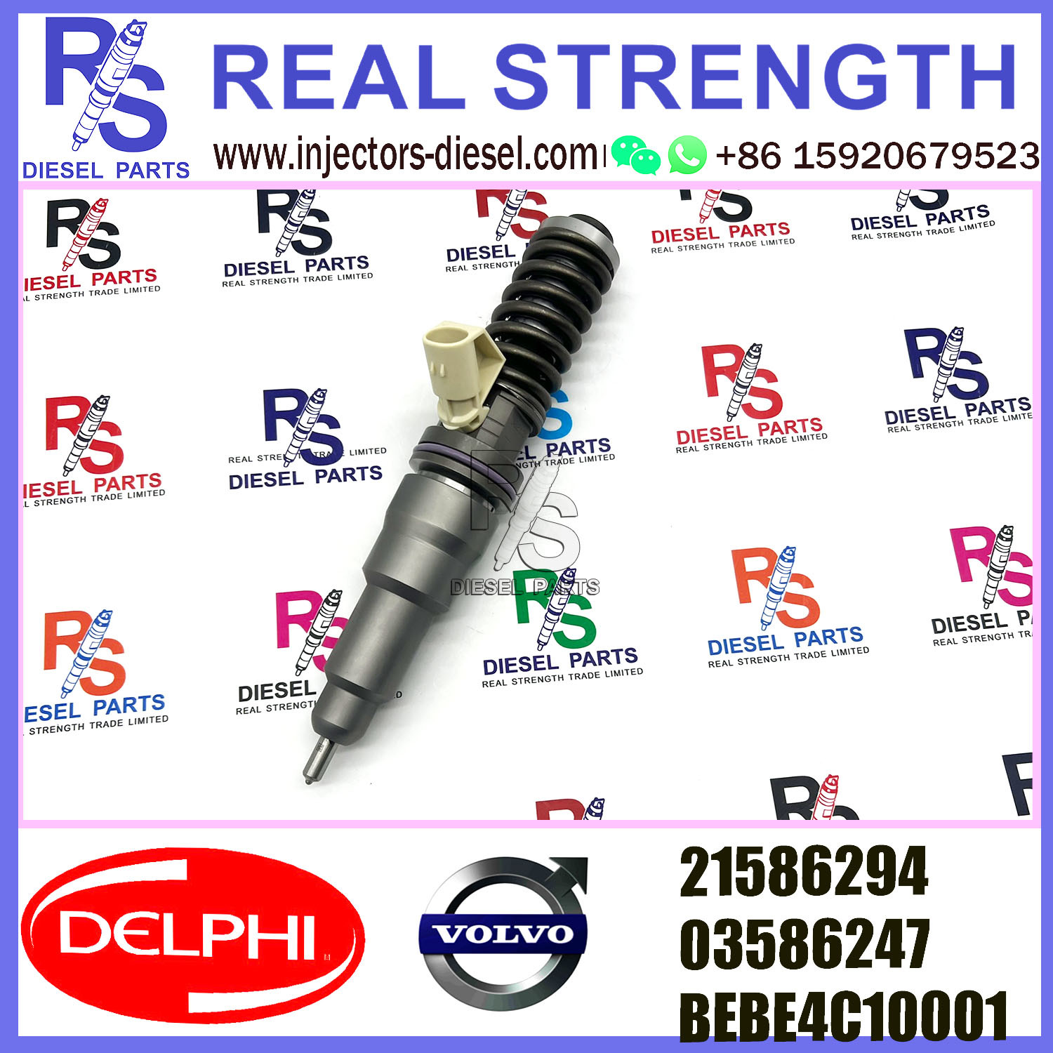 DELPHI 2pin injector 21586294 03586247 BEBE4C10001 Diesel pump Injector V-O-L-V BEBE4C10001 E1 for V-O-L-V 9.0 LITRE TRUCK