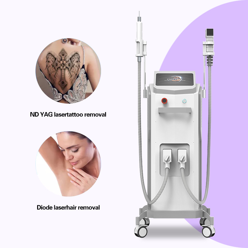 Portable 2 In 1 808 Diode Laser Hair Removal Machine And Nd Yag Picosecond Pico Seconde Tattoo Remover