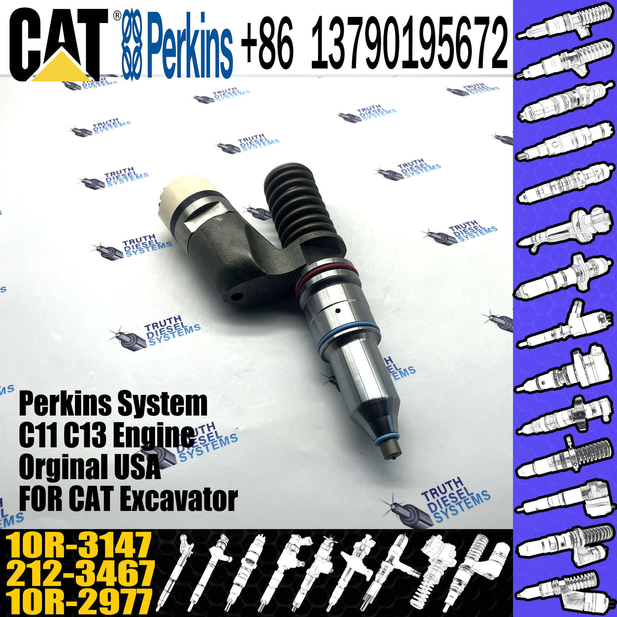 Construction Machinery Diesel Injector Assembly 212-3467 10R-1305 10R-2977 10R-3147 For C13 C15