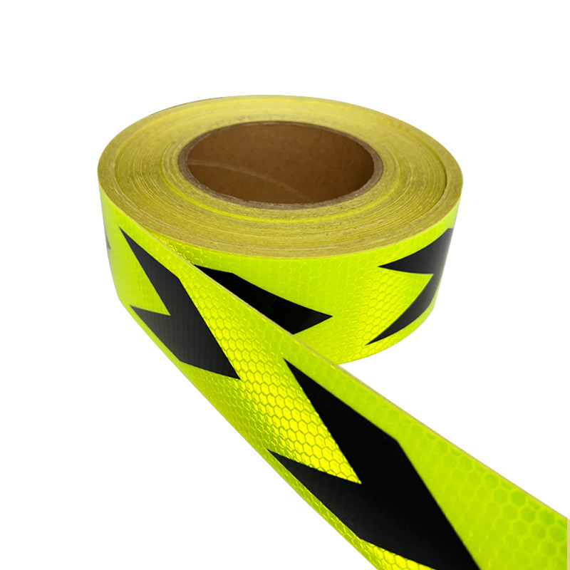 Colorful Customized Micro-Prismatic Reflective Tape Yellow Green Black Arrow Adhesive Prismatic For Traffic Safe