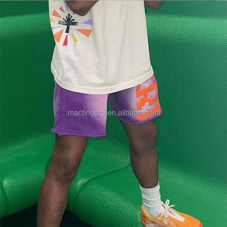 Vintage Sun Faded Acid Wash Custom French Terry Sweat Shorts with Drawstring Closure