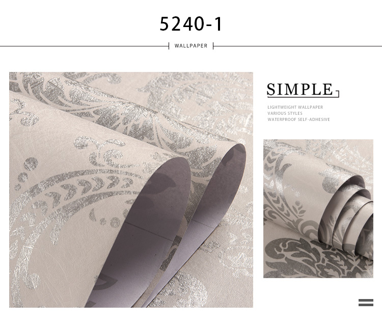 Apartment Wall Paper Home Decoration 45cm Width Self Adhesive 3D PVC Wallpaper Damask