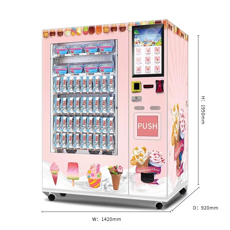 Pink Electric Cotton Candy Vending Machine 21.5 Inch Touch Screen And Self-Developed Microwave Oven Big Discount Available