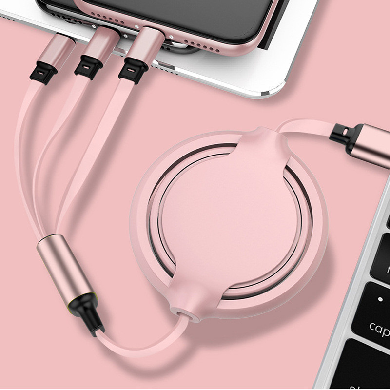 Telescopic ABS 3 In 1 Mobile Phones Accessories Charging Cable