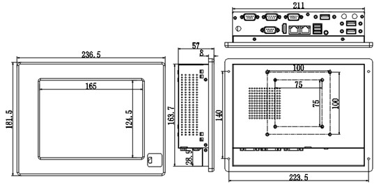 IPPC-0803T2 8 Inch Industri PC Touch / Touch Panel Computer J1900 CPU Dual Network 3 Series 5 USB