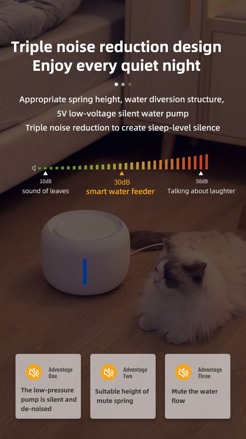 1.5W Smart Cat Drinking Fountain Plug And Play With Activated Carbon Ion Filter