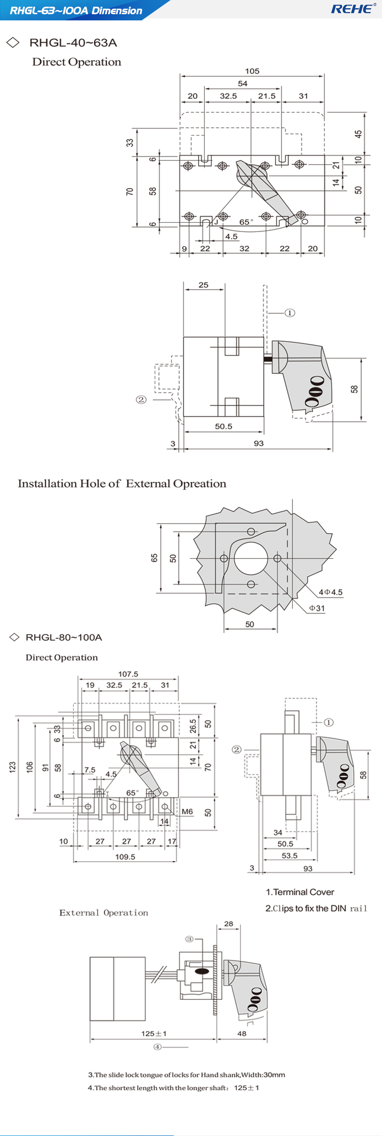 High Quality Cheap Price Isolation Switch for manual operation 4poles 100A