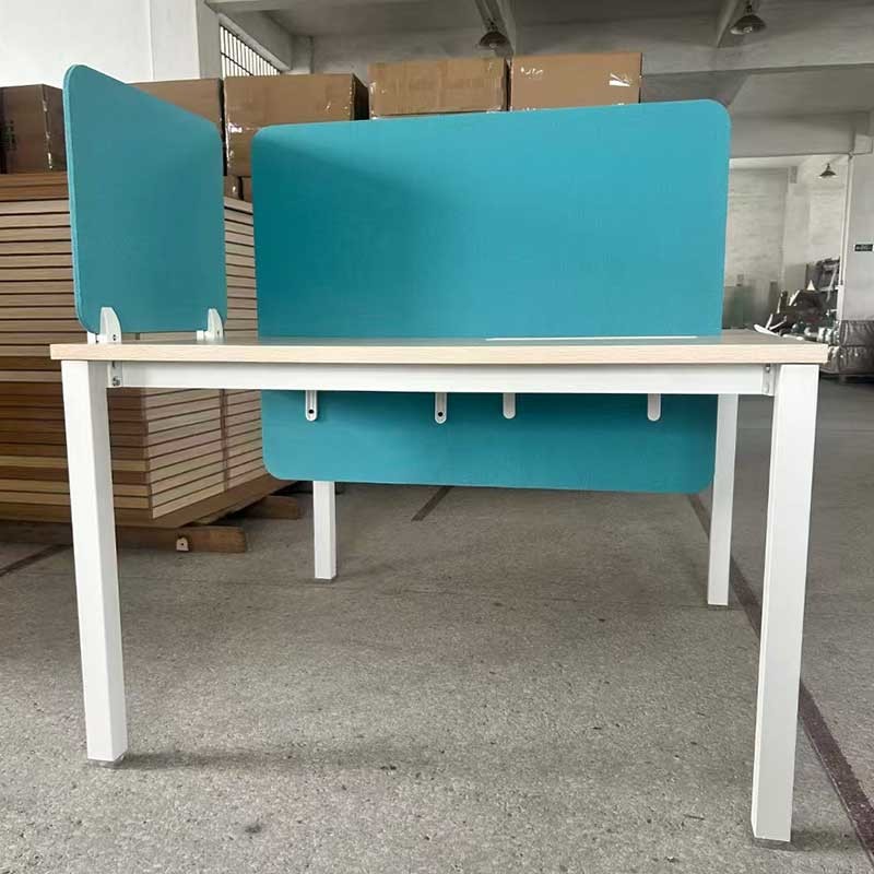 Wooden Single Office Space Modular Desktop Workstation With Desktop Partition