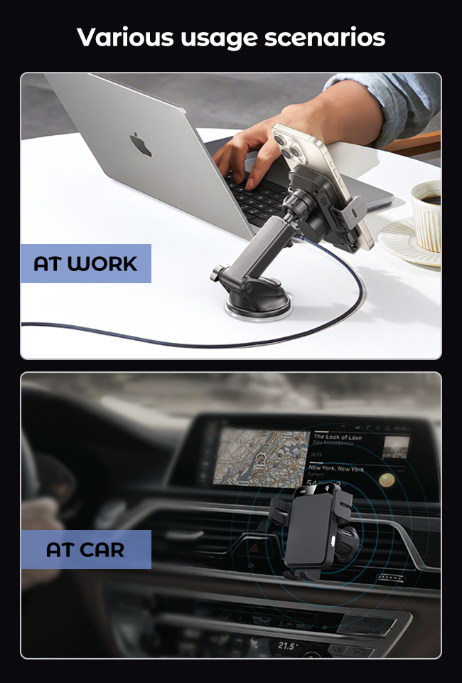Three Way Automatic Adjustment Iphone Magnetic Car Mount With Sliding Cover