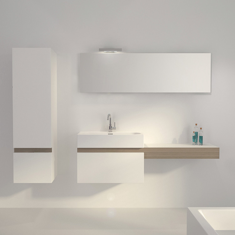 550MM Contemporary Bathroom Cabinets With Led Mirror Ceramic Basin Wall Mounted Vanities