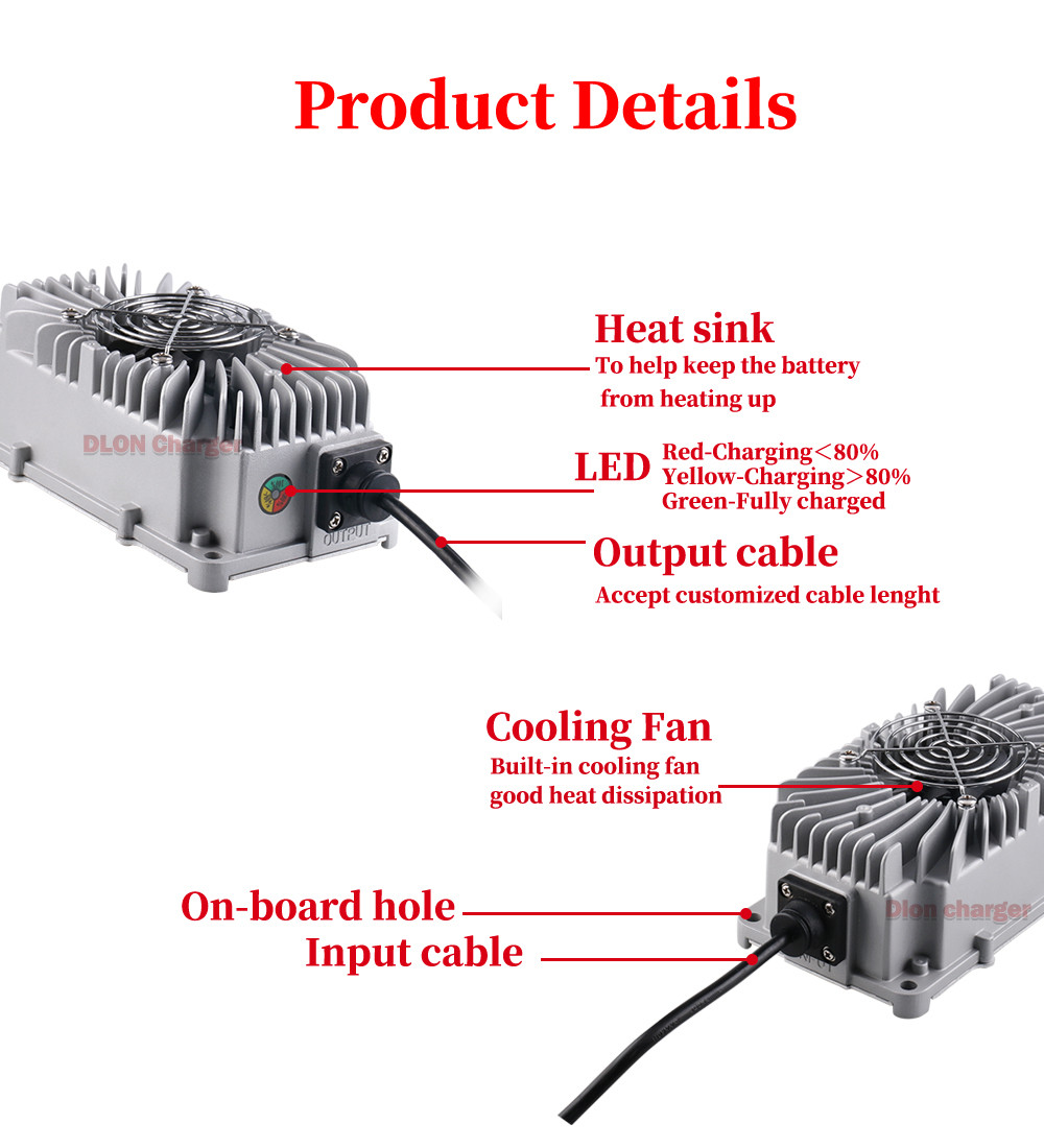Waterproof IP67 24V 8A battery charger for lithium / lifepo4 / lead acid batteries