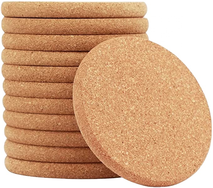 Wholesale Reusable Natural Cork Coasters With Metal Holder For Bar Glass Cup Table