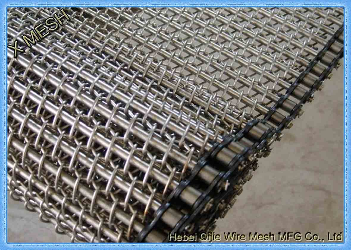 Customized 304 Stainless Steel Wire Mesh Conveyor / Spiral Woven Wire Mesh Belt