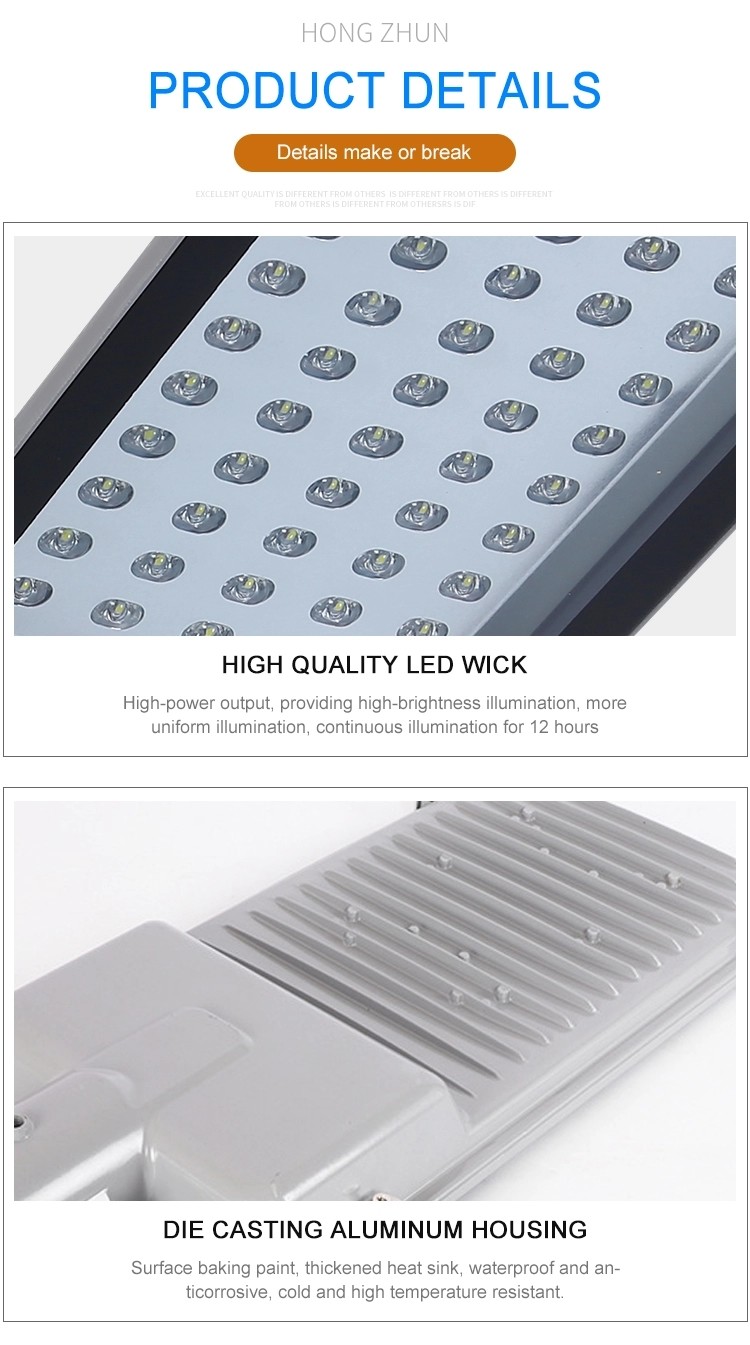 High Lumen 50w Solar Led Street Light SMD Die Cast Aluminum Material