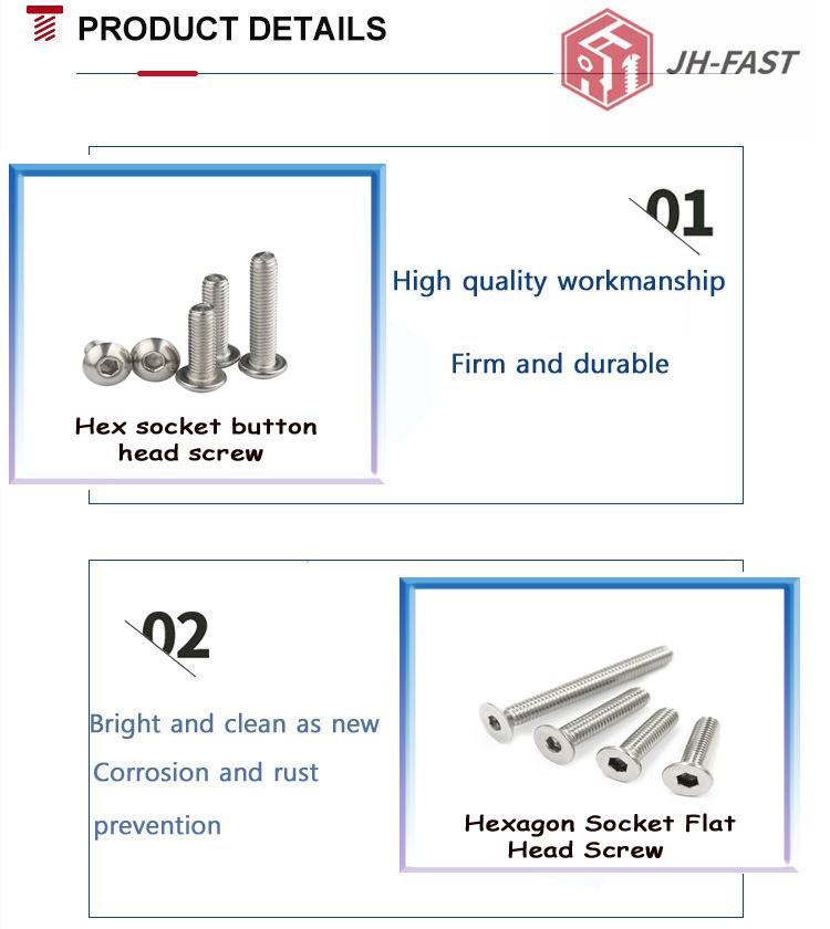 Stainless Steel Hex Socket Button Head Cap Machine Screws with ISO9001 2015 Certificate