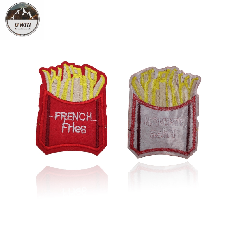 Iron On Embroidered Sports Patches / French Fries Patch Customized Size