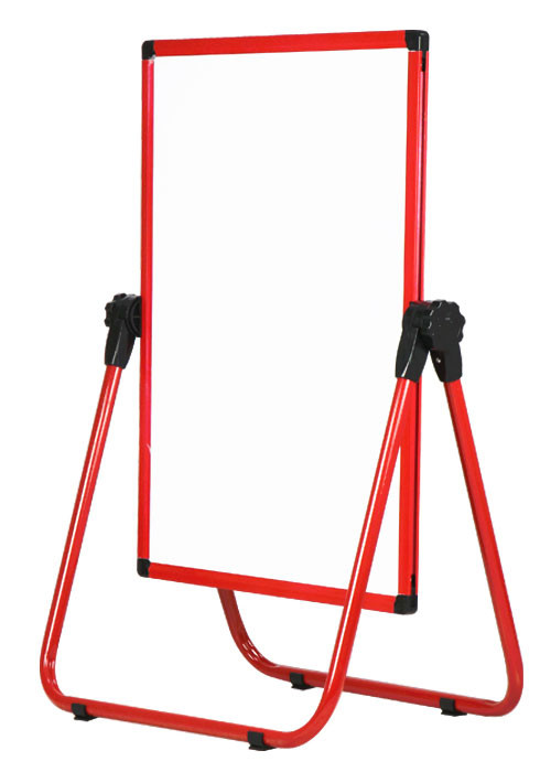 Red Frame U Stand Mobile Magnetic Whiteboard Anti - Deform Performance