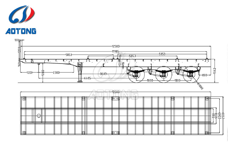 40 Ft 45 Ft 50ft Gooseneck Extendable Flat Bed Container Semi Trailer for Multi Axles