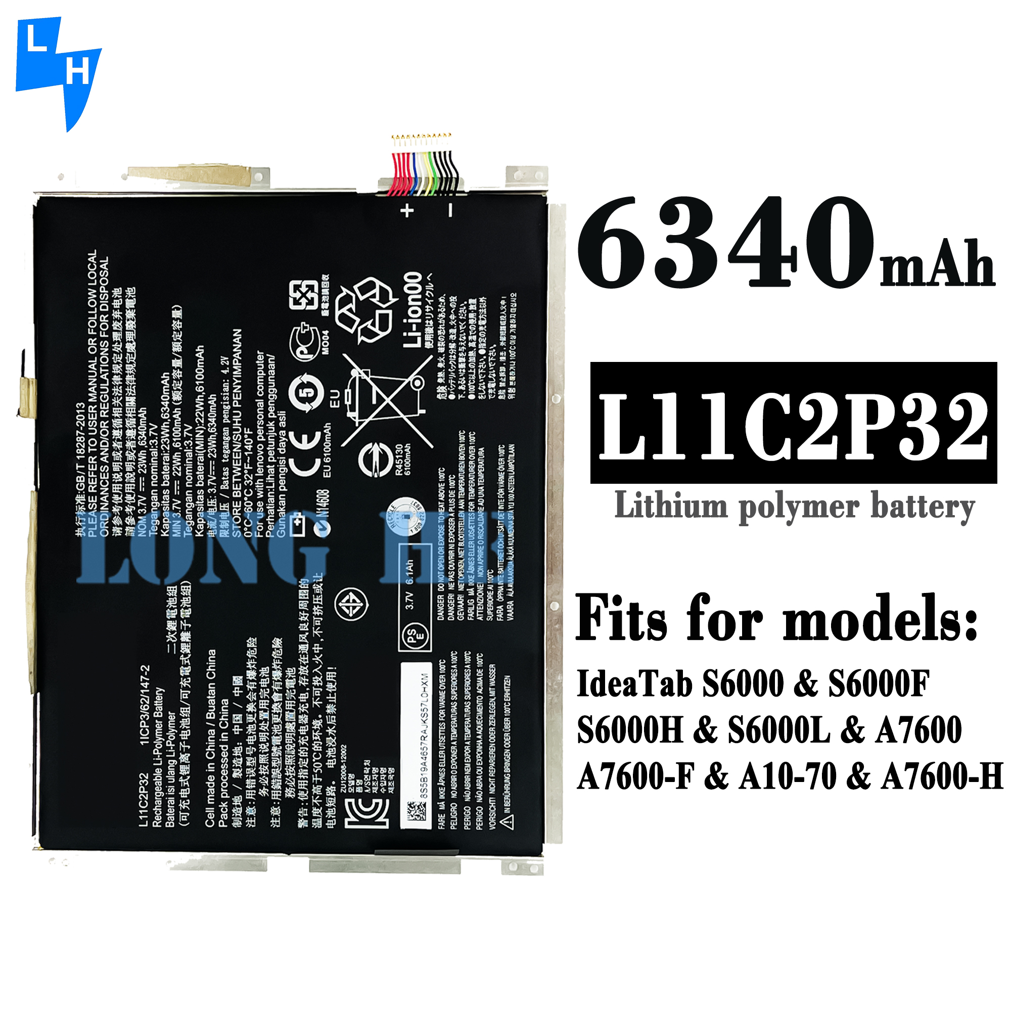 Rechargeable Battery L11C2P32 for Lenovo IdeaPad S6000 A1000 A3000 Laptop 3.7V 23WH