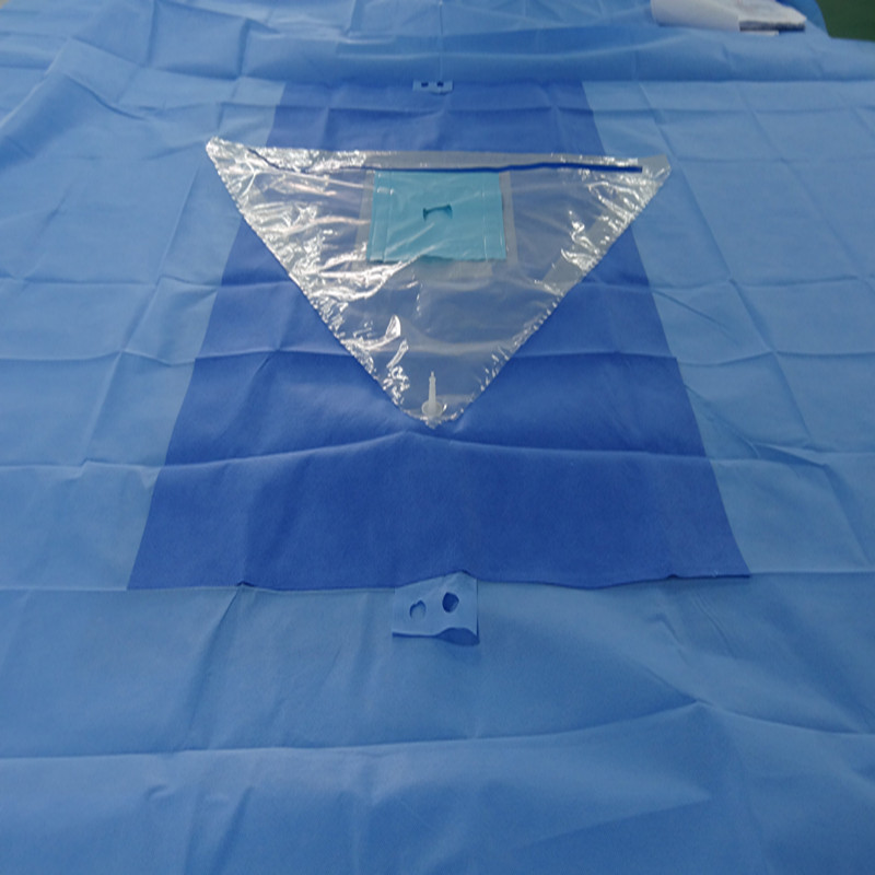 Soft SMS Knee Arthroscopy Drape Waterproof Spunlace Fabric Blue/Green OEM Medical Surgical Draping