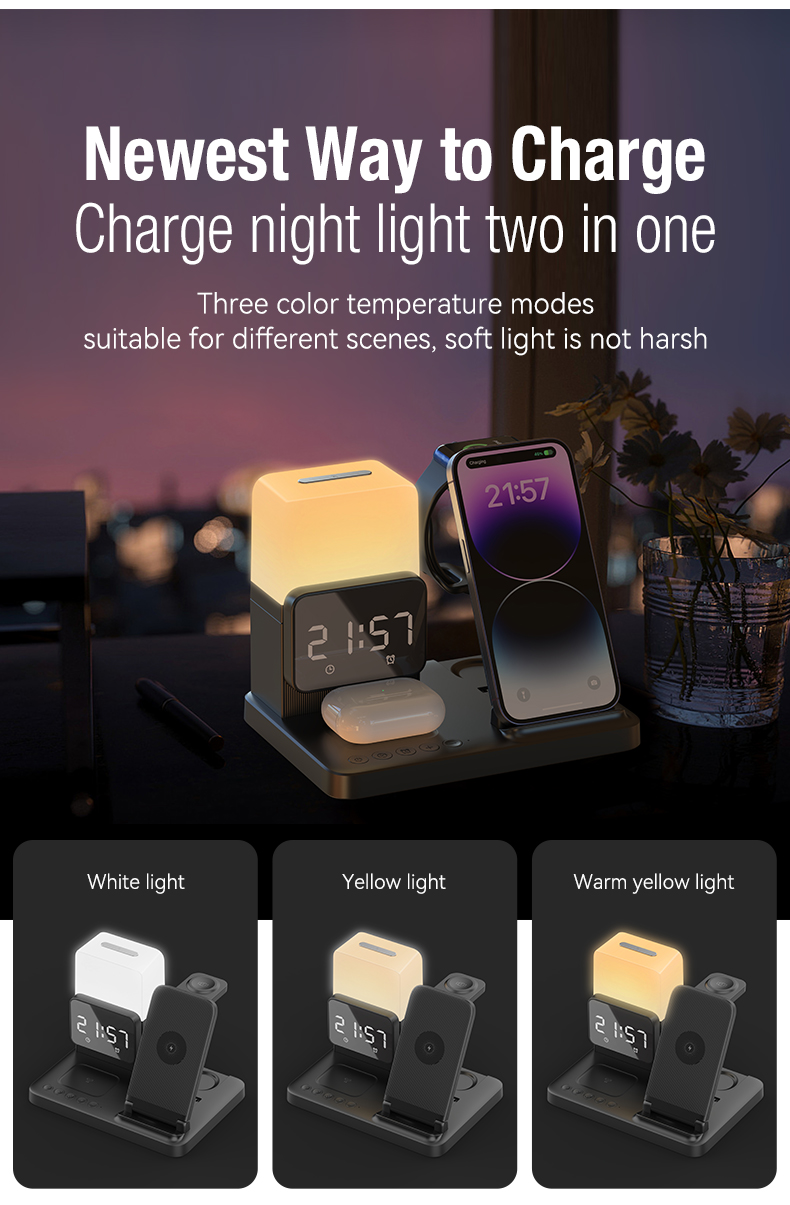 ABS PC Material Magnetic Wireless Charger for 6 in 1 Fast Charging and Portable Foldable Design