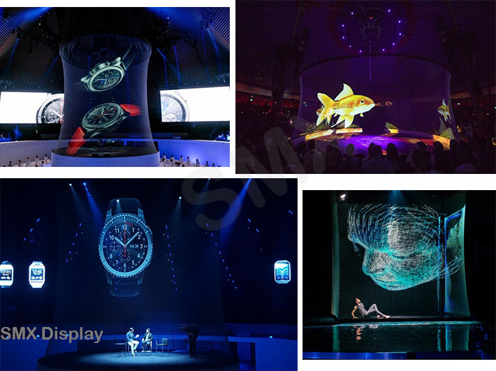 3D Holographic Projection Fabric Hologram Mesh Screen Transparent See Through