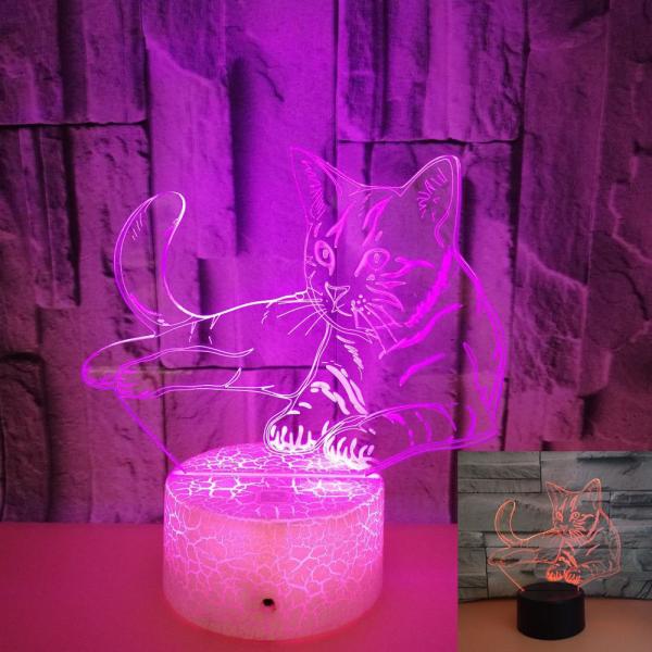 OEM animal logo Colorful 3D Volt Cat Light 3D Illusion LED Light Acrylic Visual