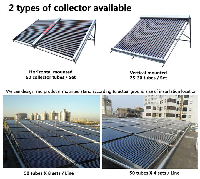 Ground Mounted Vacuum Tube Solar Collector Anti Corrosive Outer Tank