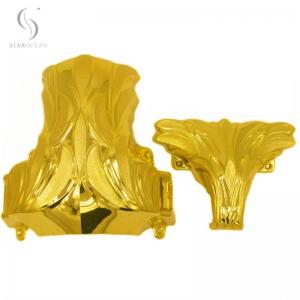 China Dark Gold Plastic Coffin Corners 1# DG For Funeral Interment Ornamentation Flower Design on sale