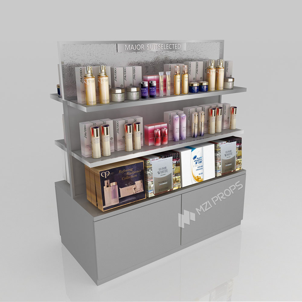 GDR11-ZD01-E Cosmetics Retail Display with LED Light Strips and Gray Glass for Retail Stores