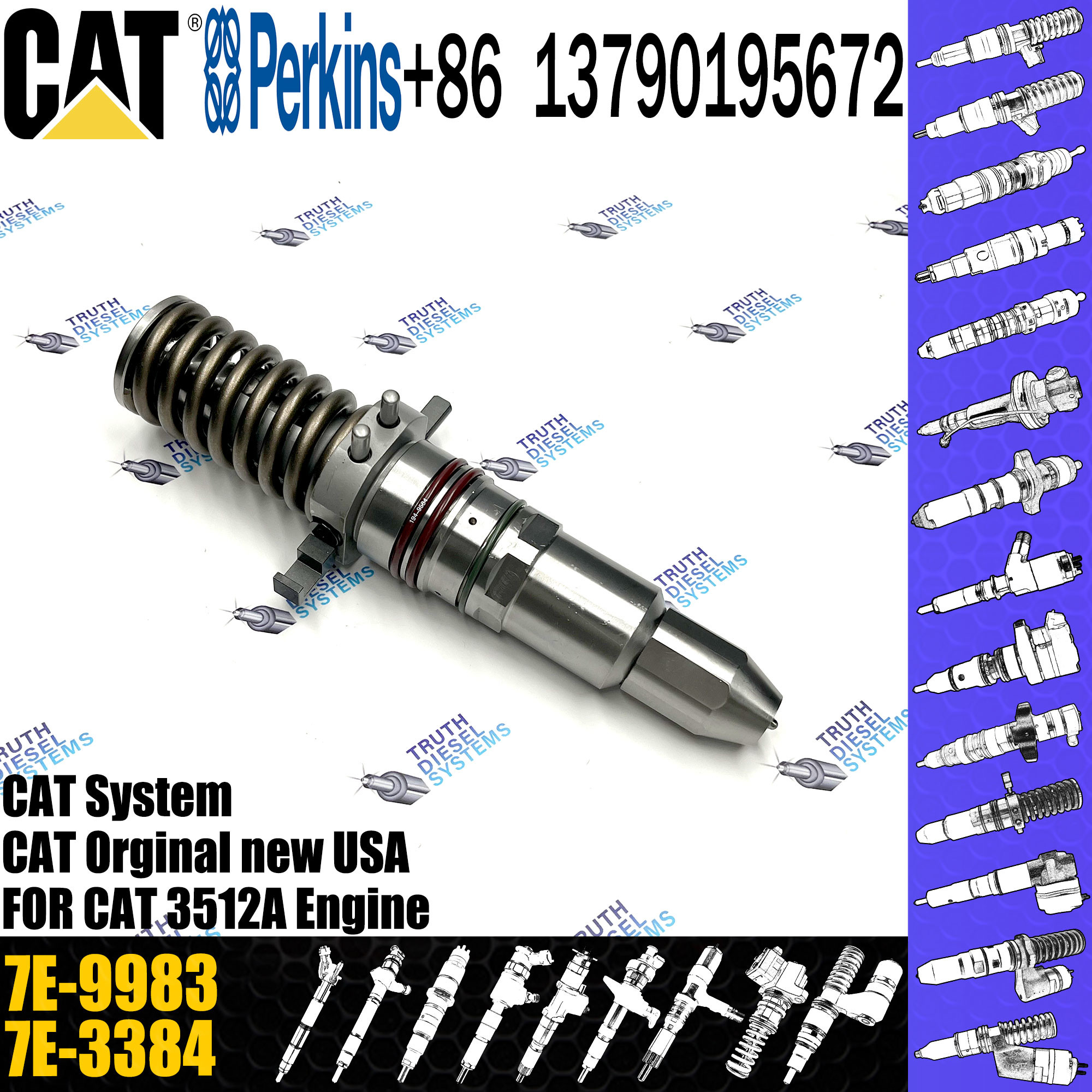 3512A Common Rail Diesel Fuel Injector 7E-9983 7E-3382 0R-2921 9Y-1785 7C-4184 10R3053 9Y-0052 For Caterpillar