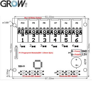 GROW K219-B+G16 DC12V Admin/User Password Fingerprint Control Board With 6
