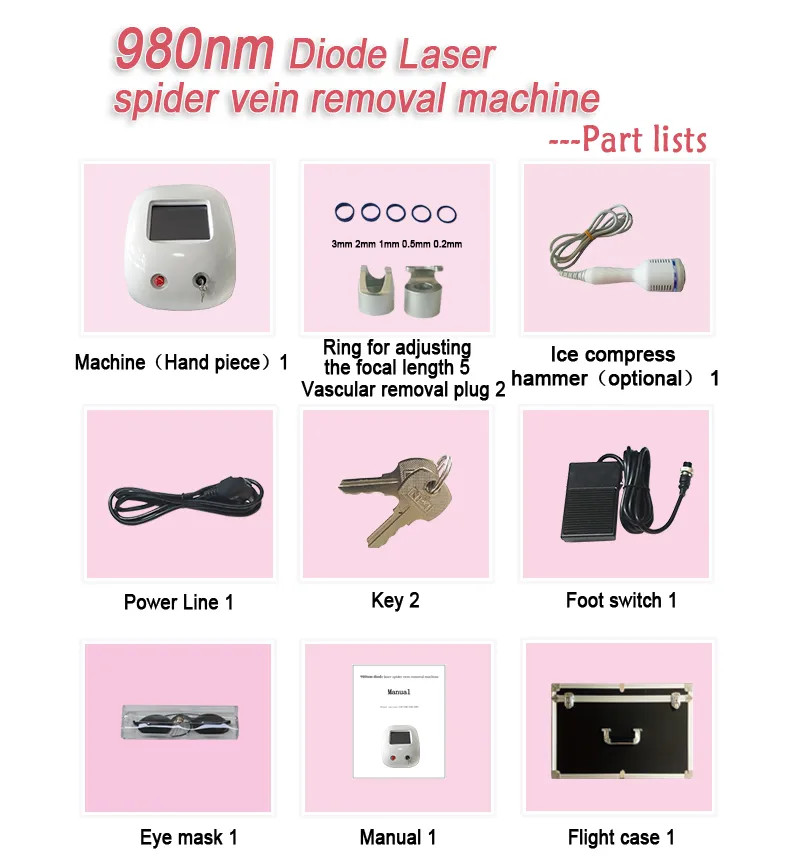 Ce Medical 980 Diode Laser Beauty Machine Spider Veins Vascular Removal 15w / 20w / 30w
