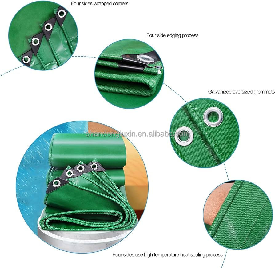 Roof Covering 650gsm Heavy Duty Waterproof Vinyl Coated PVC PE Tarpaulin Material Fabric in Roll