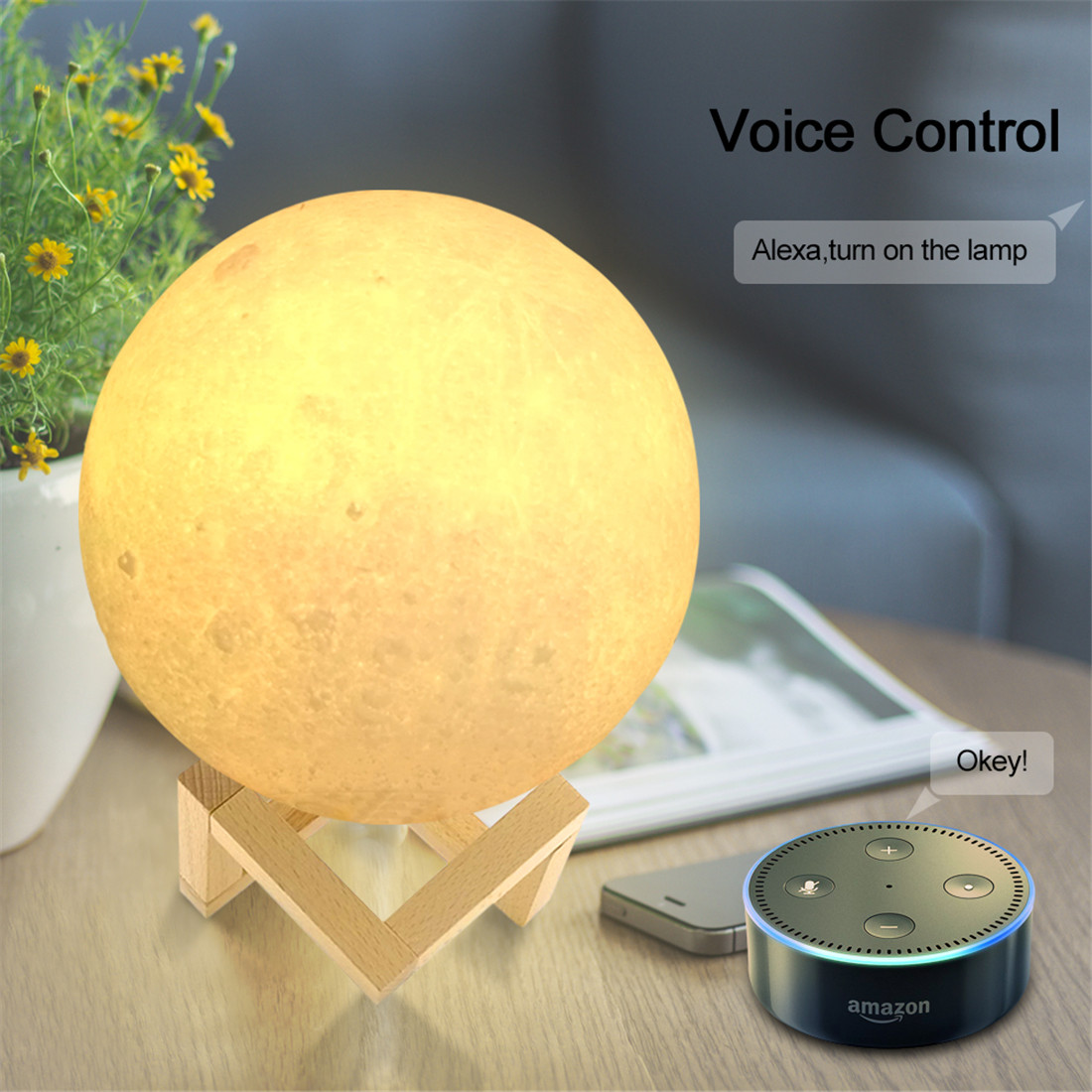 Smart Wi-Fi RGBCW Moon Lamp