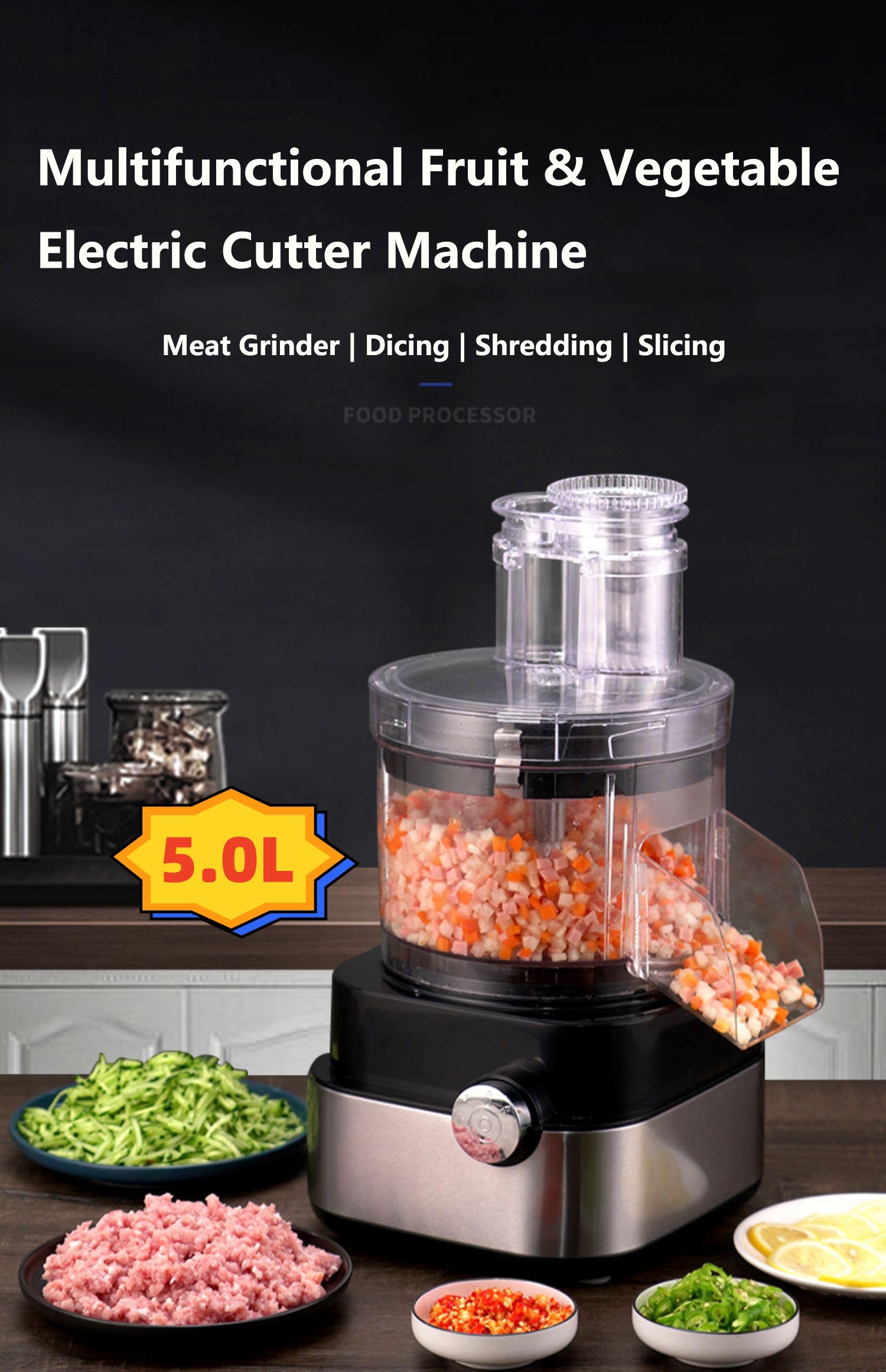 Convenient Commercial Vegetable Cutting Machine with Lid and PC Stainless Steel Housing