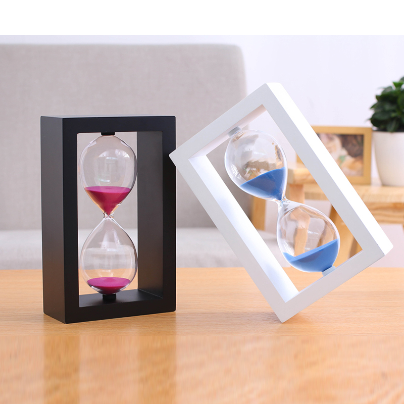 Big Sand Timer Hourglass Wooden Stool Pine Material For Souvenir And Festival Gift