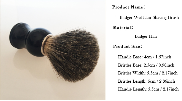 100% Black Pure Badger Men Shaving Brush Wet Beard Hair Black Resin Handle
