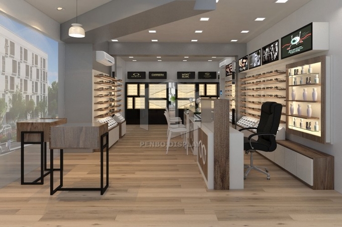 Melamine Board Optical Shop Display Cabinets Eyeglasses Display Case