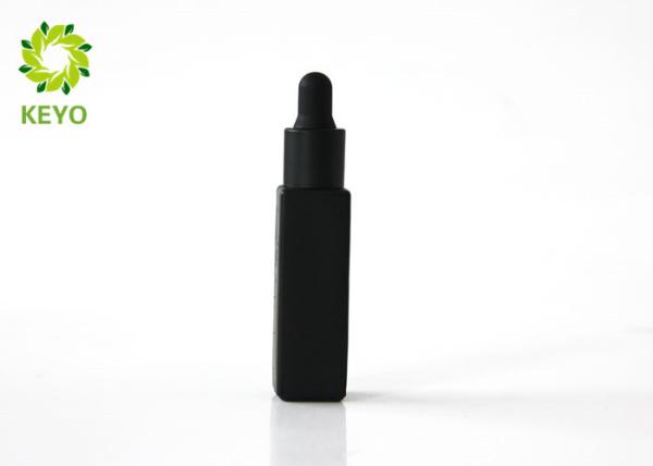 Matte Black Empty Essential Oil Bottles , Square Shape 10ml Glass Dropper