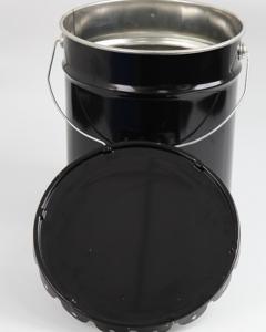 China Unlined Black Steel Five Gallon Bucket Of Paint 5 Gallon With Flower Edge Lids on sale