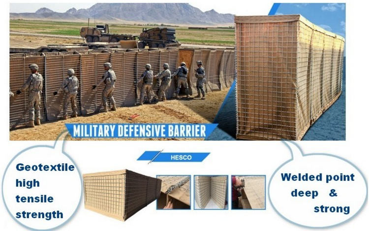 Earthy Welded Gabion Defensive Barriers Rock Cages Container