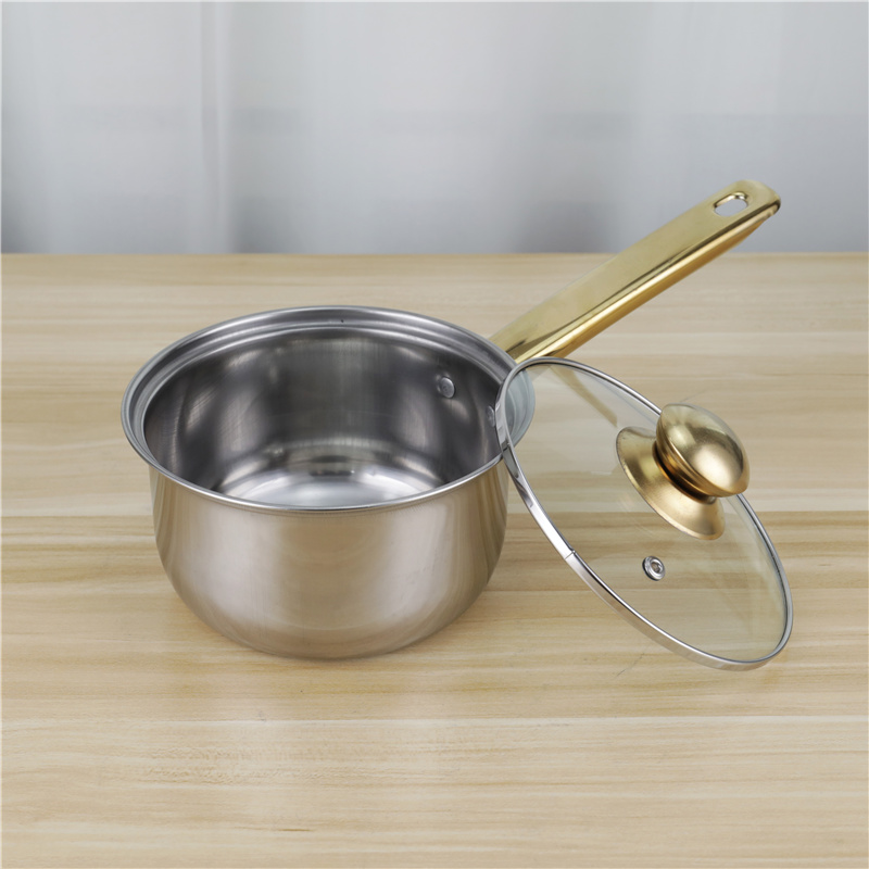 High Quality Kitchen Cooking Pot Set 12 Pcs Stainless Steel Cookware Set With Golden Handle