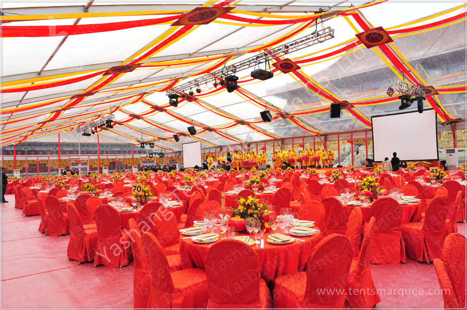 800 Seater Fabric Gala Dinner Outdoor Party Tents Clear Roof Marquee 25X50 M