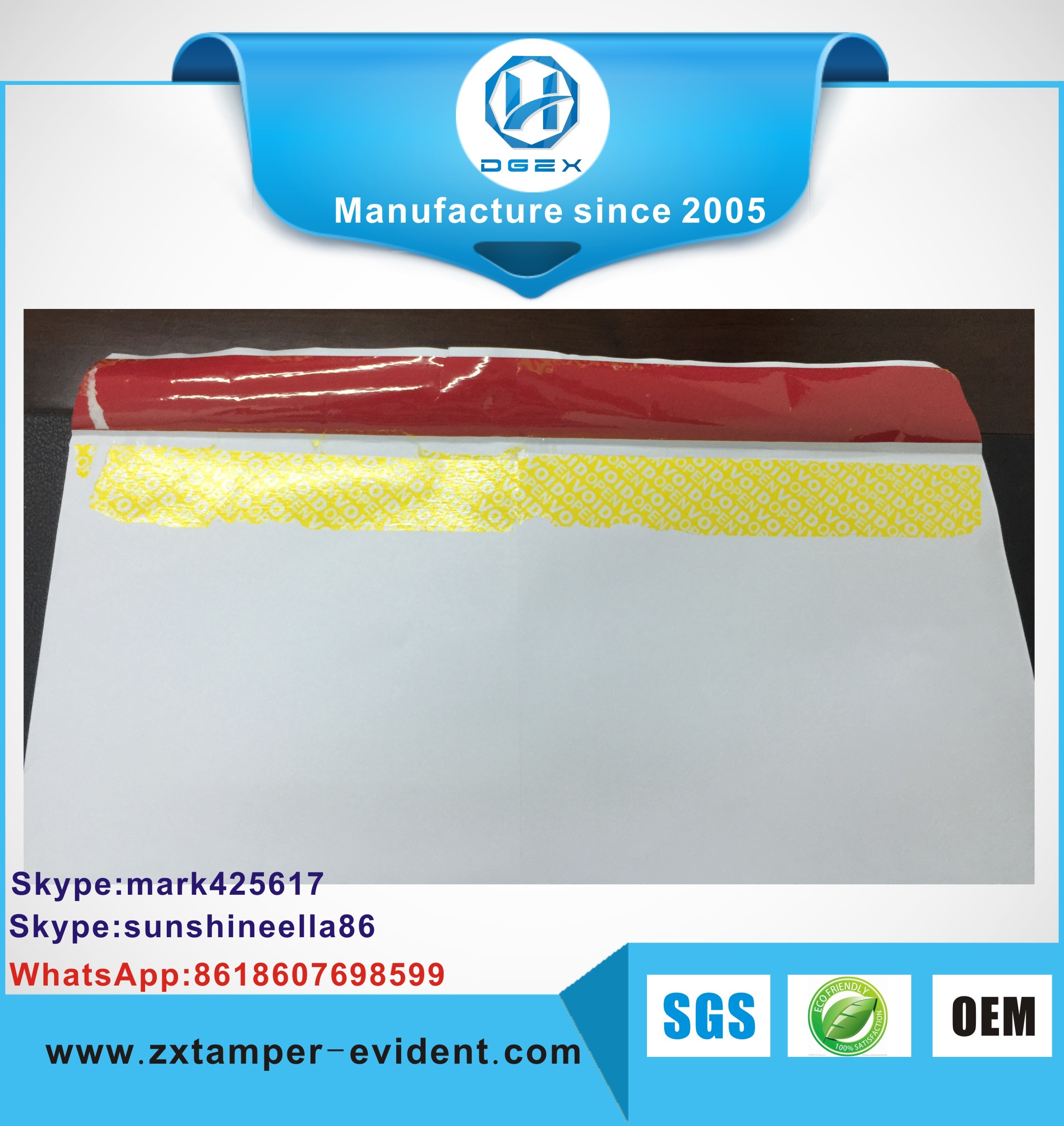 Custom Logo Printing Tamper Evident Postal Bag Security Self - Seal Bags for bank